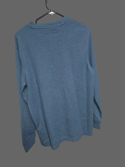 Eddie Bauer Men's Thermal Henley Shirt Medium Seablue Long Sleeve Waffle Knit