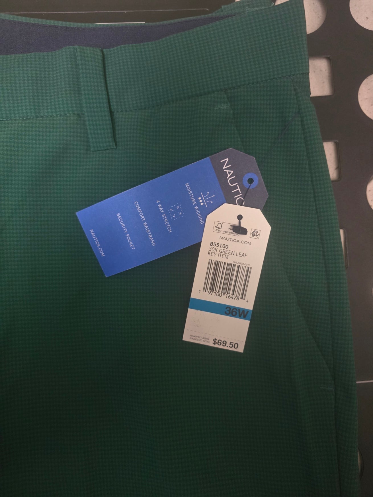 Nautica Men’s Golf Shorts 36W Green Leaf Performance Stretch Moisture Wicking