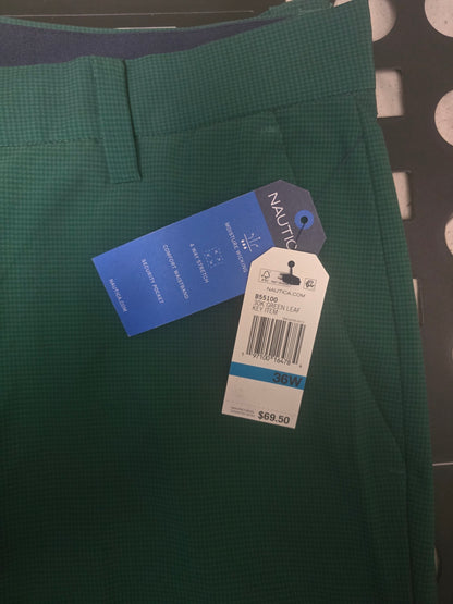 Nautica Men’s Golf Shorts 36W Green Leaf Performance Stretch Moisture Wicking