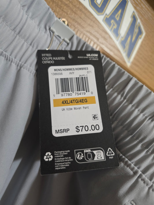 Under Armour UA Vibe Woven Pants Mens 4XL Gray Athletic Jogger NWT