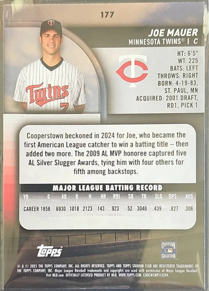 2025 Stadium Club #177 Joe Mauer Pink Foil
