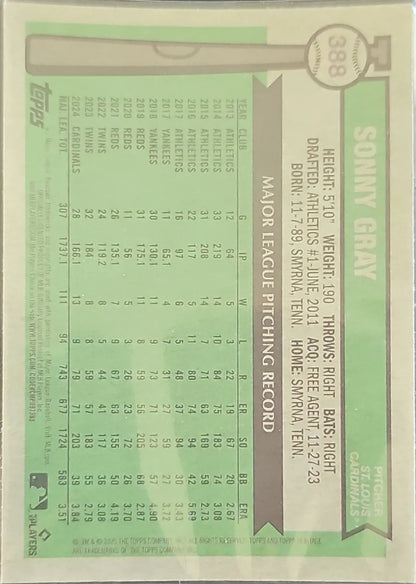 2025 Topps Heritage #388 Sonny Gray Chrome Refractor