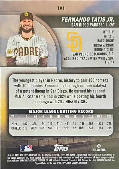 2025 Stadium Club #191 Fernando Tatis Jr. Light Blue Foil