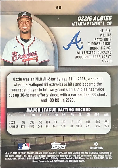 2025 Stadium Club #40 Ozzie Albies Pink Foil
