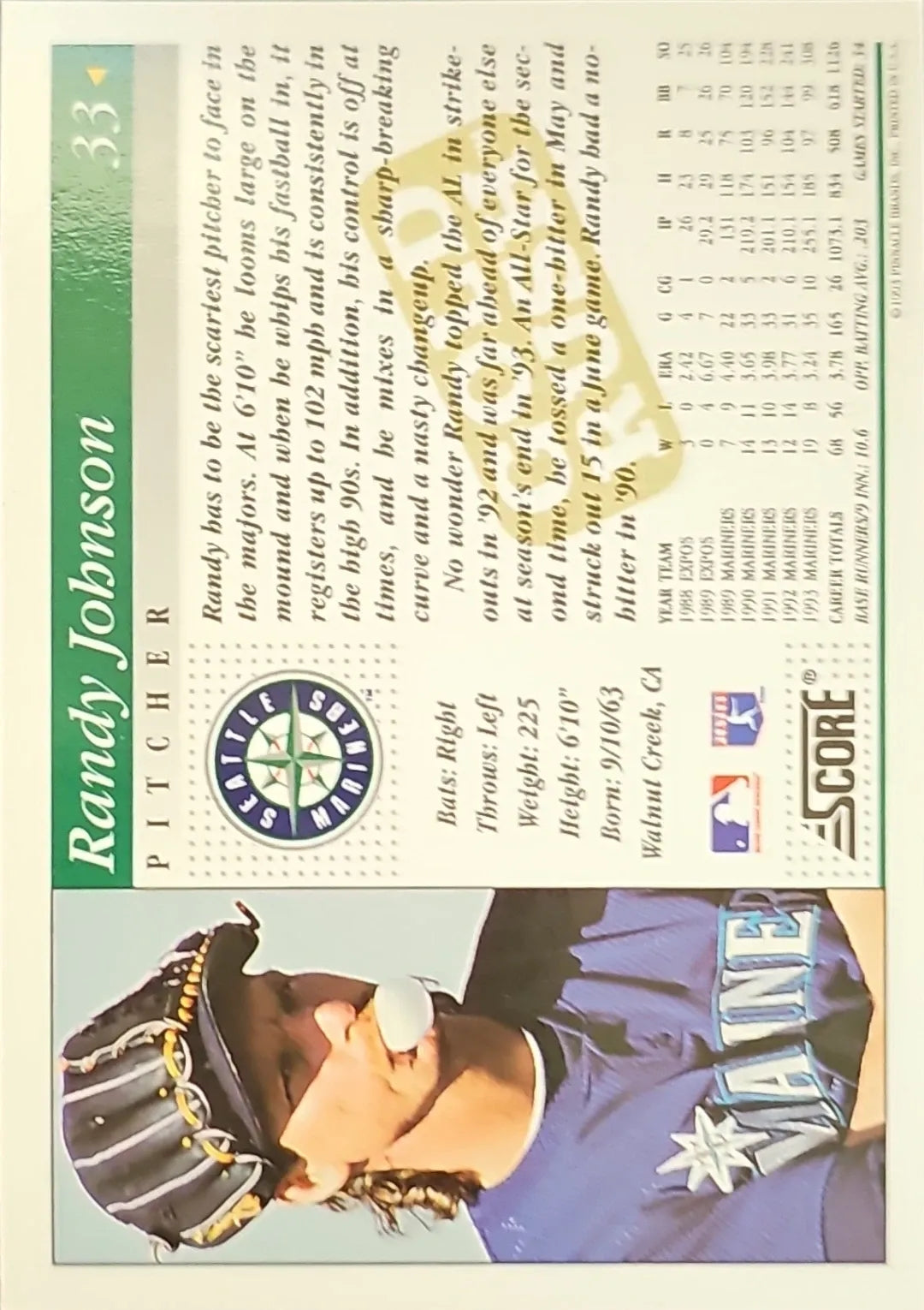 1994 Score #33 Randy Johnson