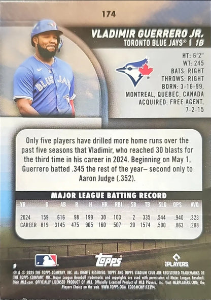 2025 Stadium Club #174 Vladimir Guerrero Jr. Light Blue Foil