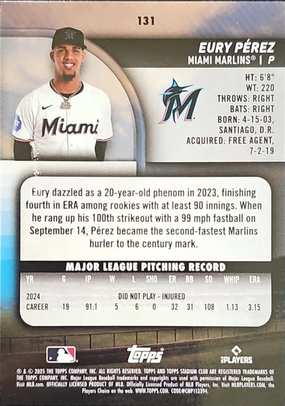 2025 Stadium Club #131 Eury Pérez Light Blue Foil