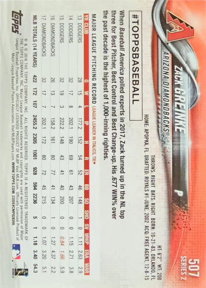2018 Topps #507 Zack Greinke