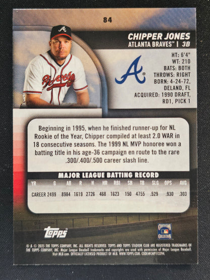 2025 Stadium Club #84 Chipper Jones Pink Foil