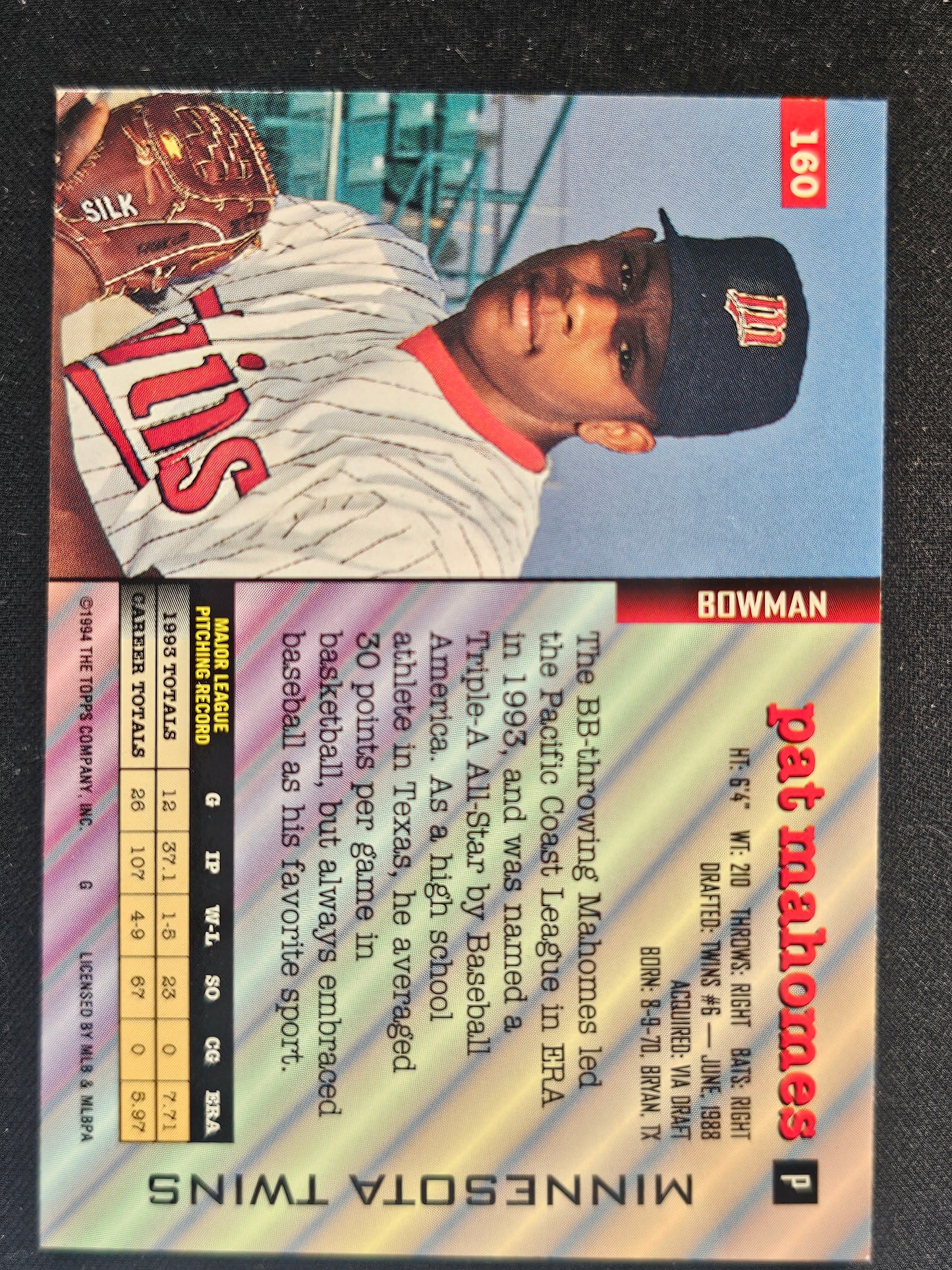 1994 Bowman #160 Pat Mahomes