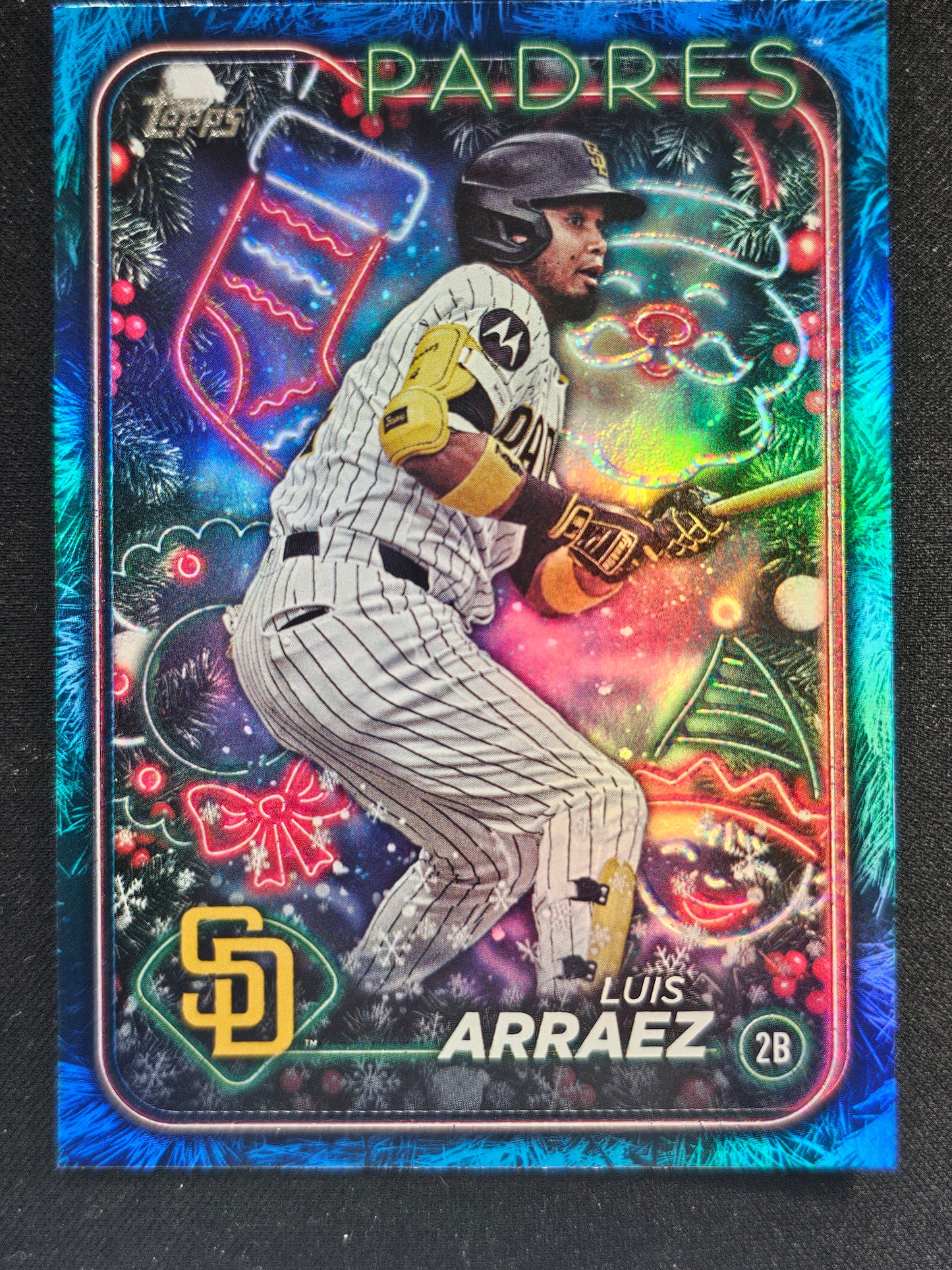 2024 Topps Holiday #H168 Luis Arraez Holiday Tree Blue Metallic