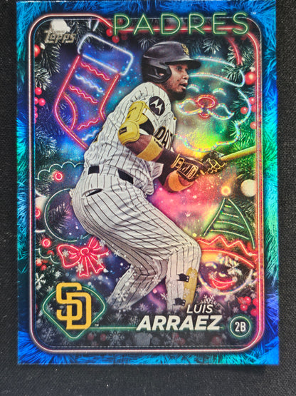 2024 Topps Holiday #H168 Luis Arraez Holiday Tree Blue Metallic