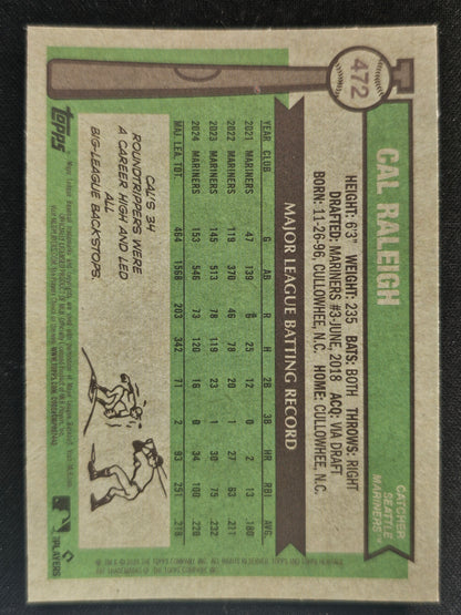 2025 Topps Heritage #472 Cal Raleigh Chrome Pink Sparkle Refractor
