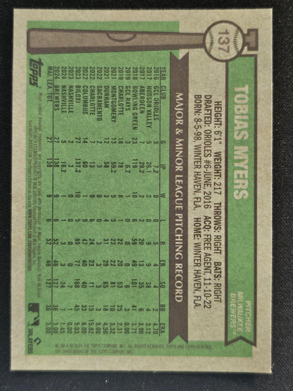 2025 Topps Heritage #137 Tobias Myers Chrome