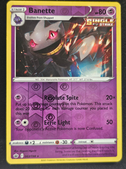SWSH06: Chilling Reign #063/198 Banette reverse holo
