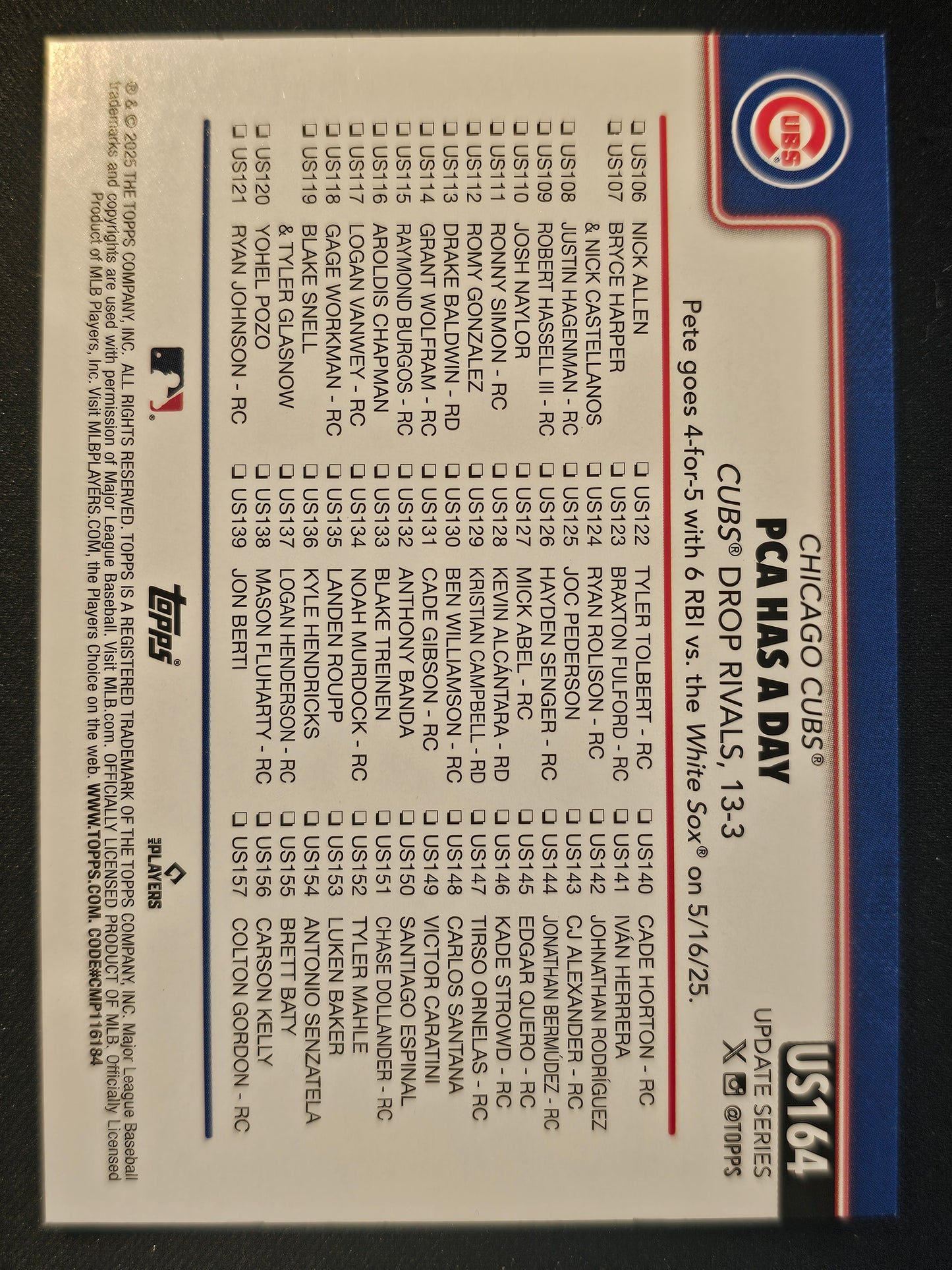 2025 Topps Update #US164 PCA Has A Day diamate foil
