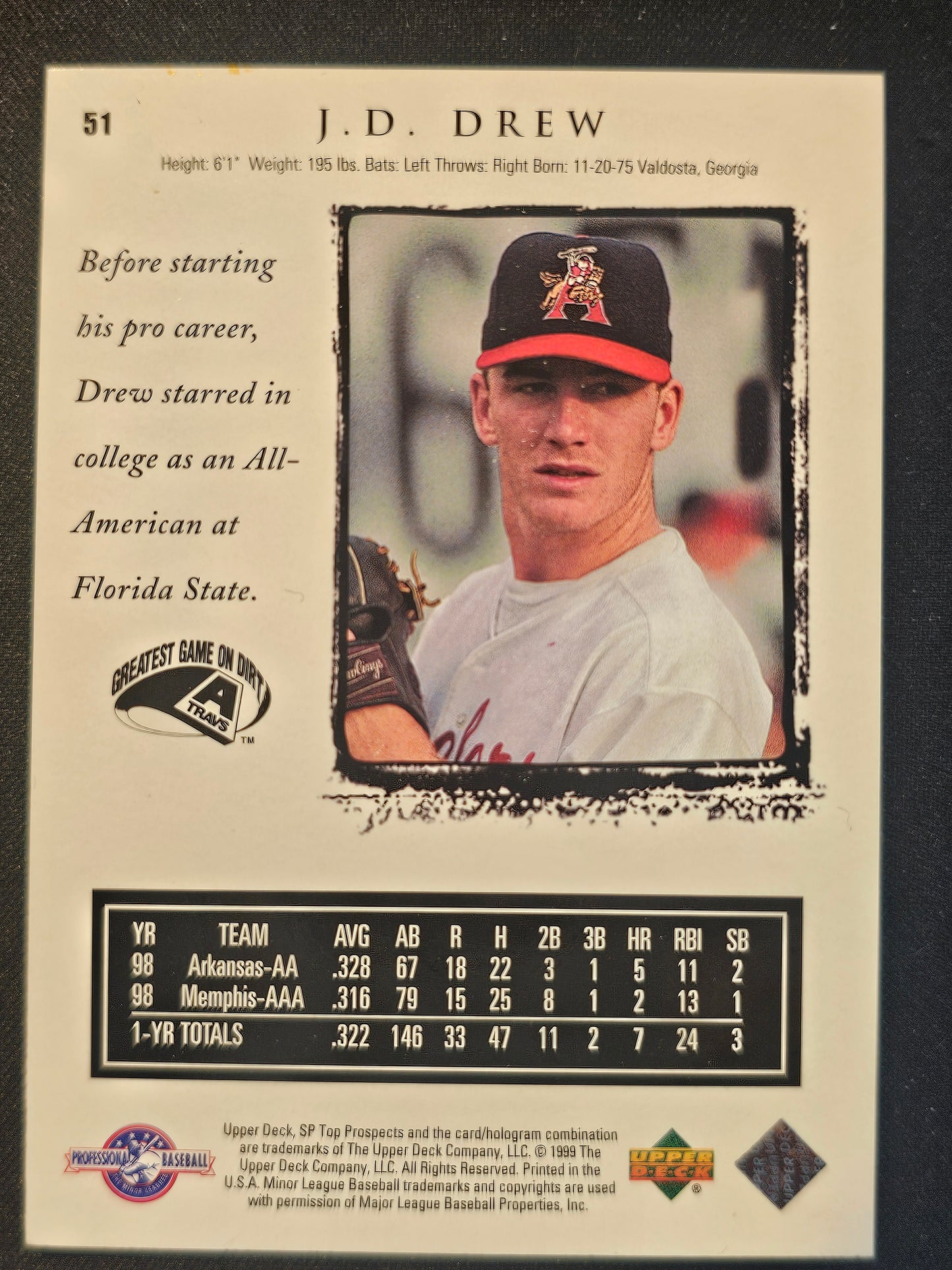 1999 SP Top Prospects #51 J.D. Drew