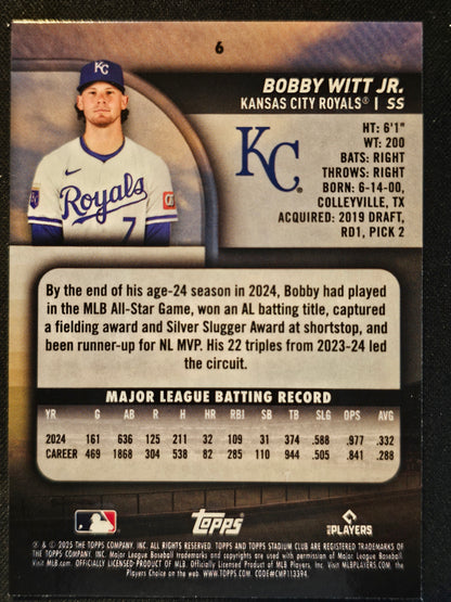 2025 Stadium Club #6 Bobby Witt Jr. Sepia