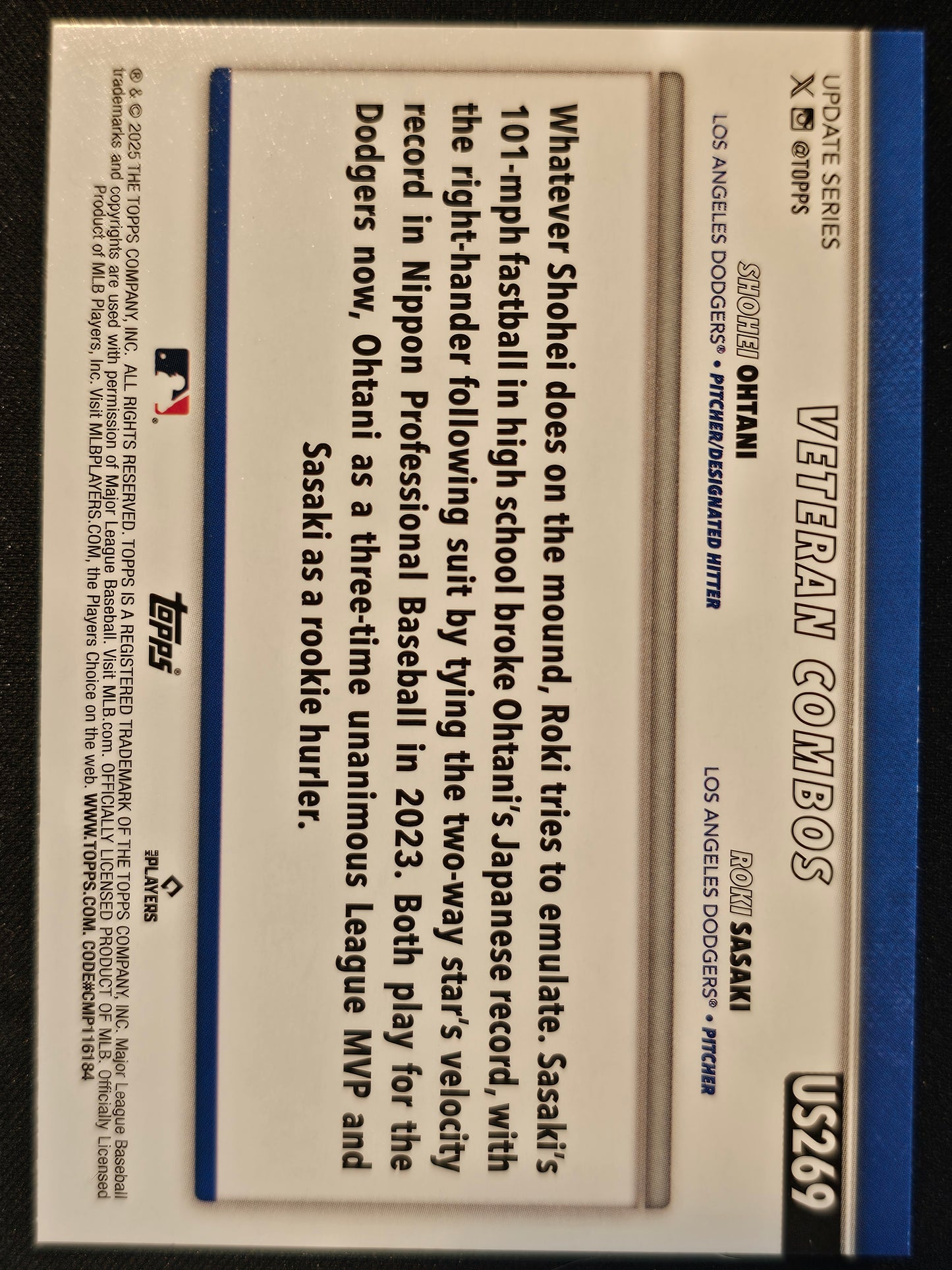 2025 Topps Update #US269 Rising Sons (Shohei Ohtani / Roki Sasaki)