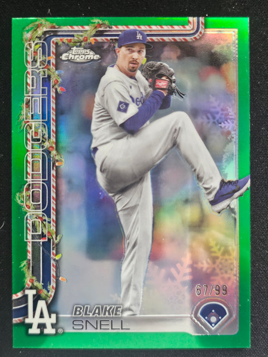 2025 Topps Holiday #HC135 Blake Snell Chrome Green Refractors #/99