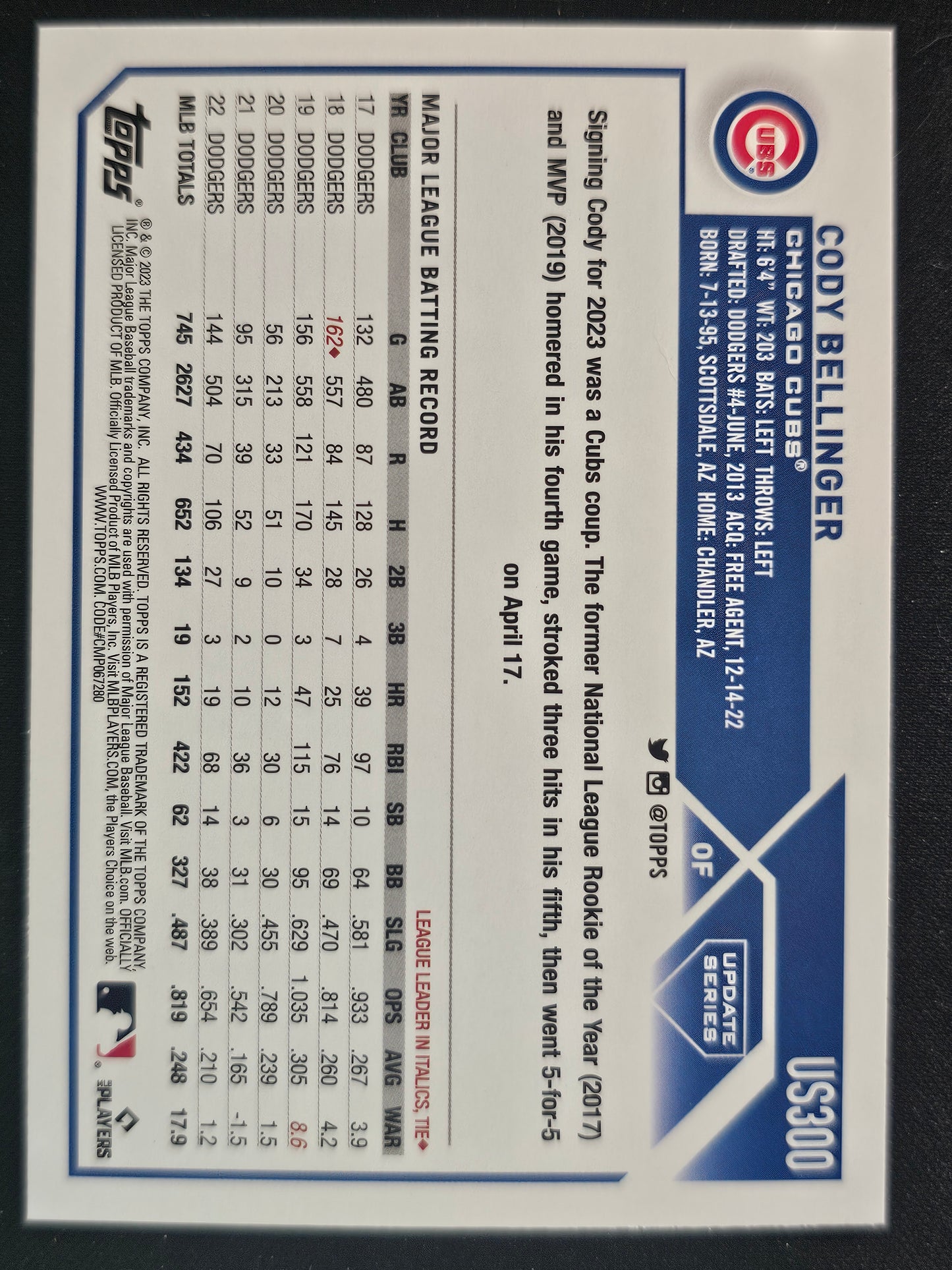 2023 Topps Update #US300 Cody Bellinger