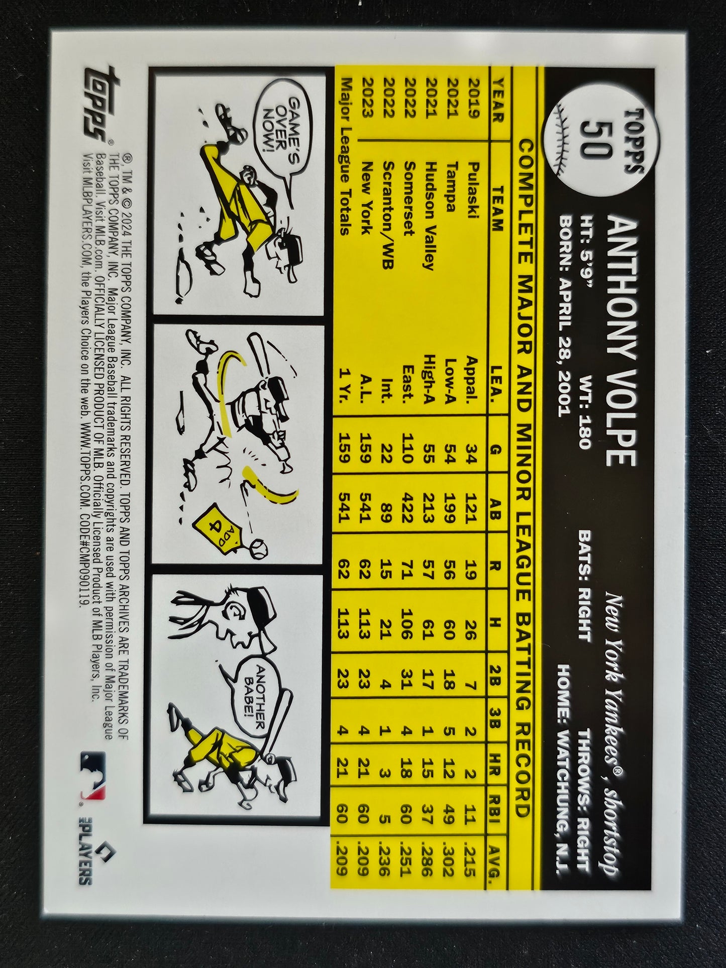2024 Topps Archives #50 Anthony Volpe Black Foilboard