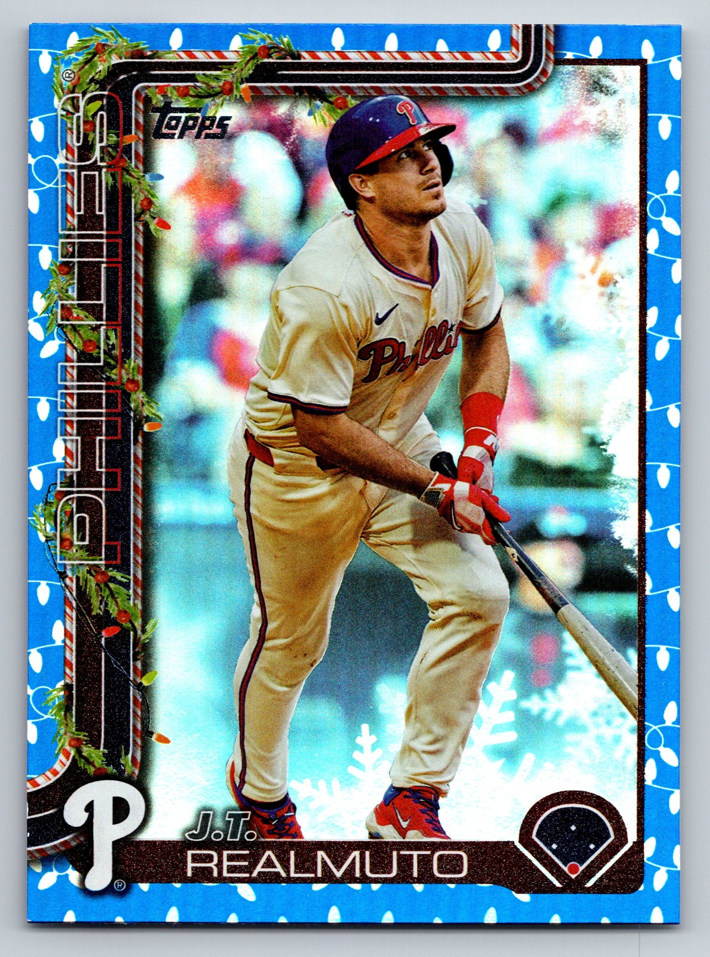 2025 Topps Holiday #H33 J.T. Realmuto Blue Metallic Holiday Lights