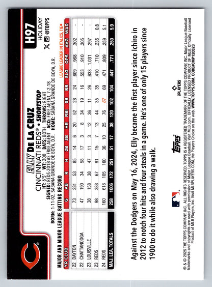 2025 Topps Holiday #H97b Elly De La Cruz