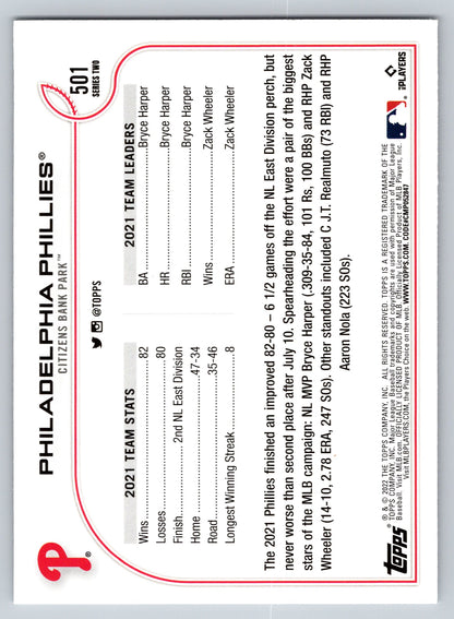 2022 Topps #501 Philadelphia Phillies
