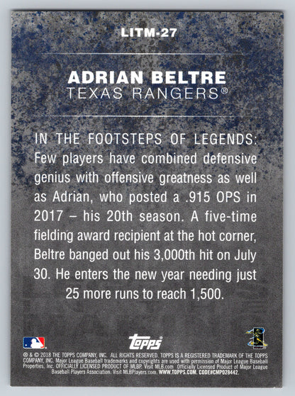 2018 Topps #LITM-27 Adrian Beltre Legends in the Making (Series 2)