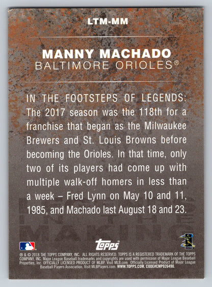 2018 Topps #LTM-MM Manny Machado Legends in the Making (Series 1)