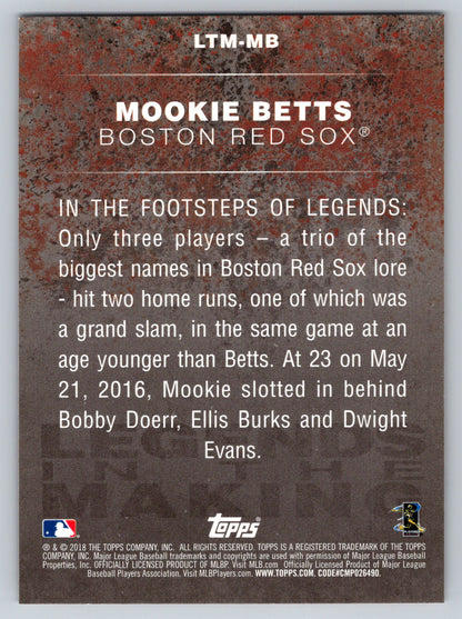 2018 Topps #LTM-MB Mookie Betts Legends in the Making (Series 1)