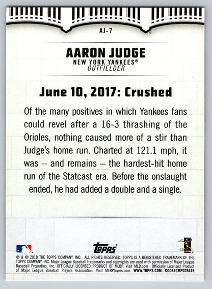 2018 Topps #AJ-7 Aaron Judge Aaron Judge Highlights