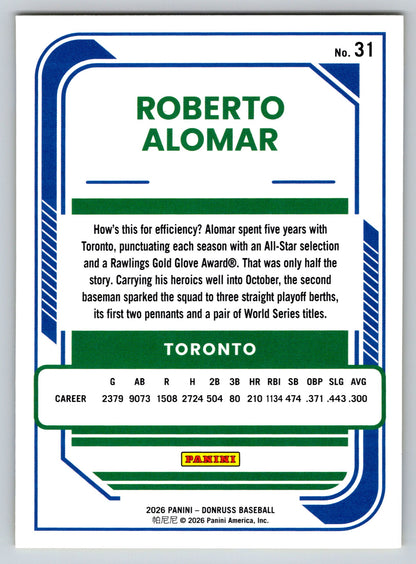 2026 Donruss #31 Roberto Alomar Yellow Flood