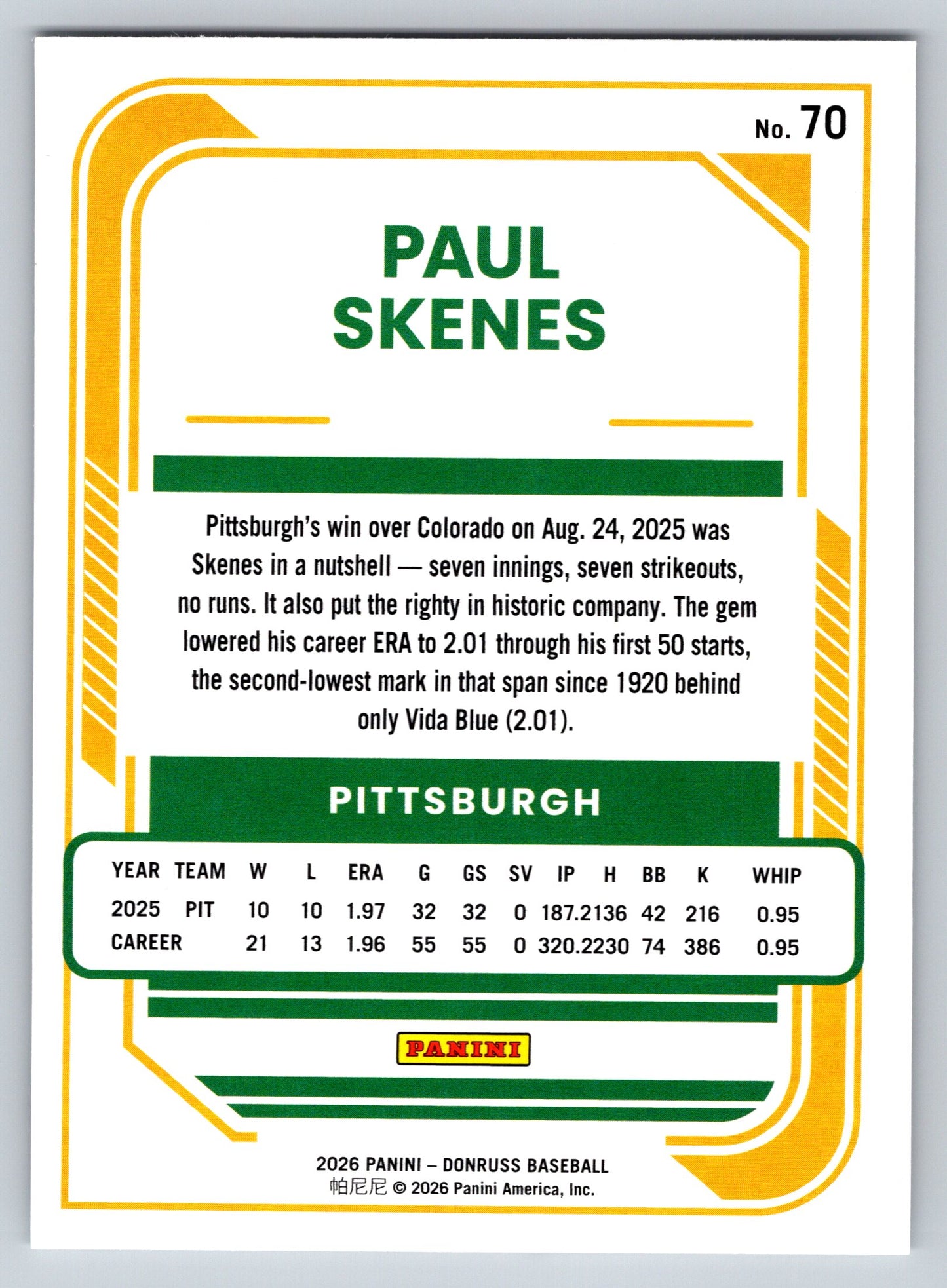 2026 Donruss #70 Paul Skenes