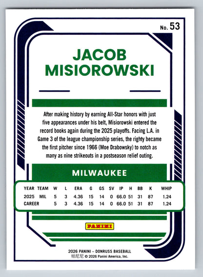 2026 Donruss #53 Jacob Misiorowski