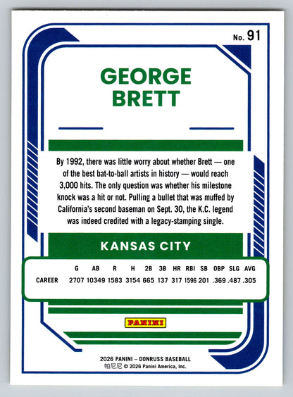 2026 Donruss #91 George Brett Yellow Flood
