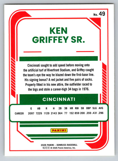 2026 Donruss #49 Ken Griffey Sr. Yellow Flood