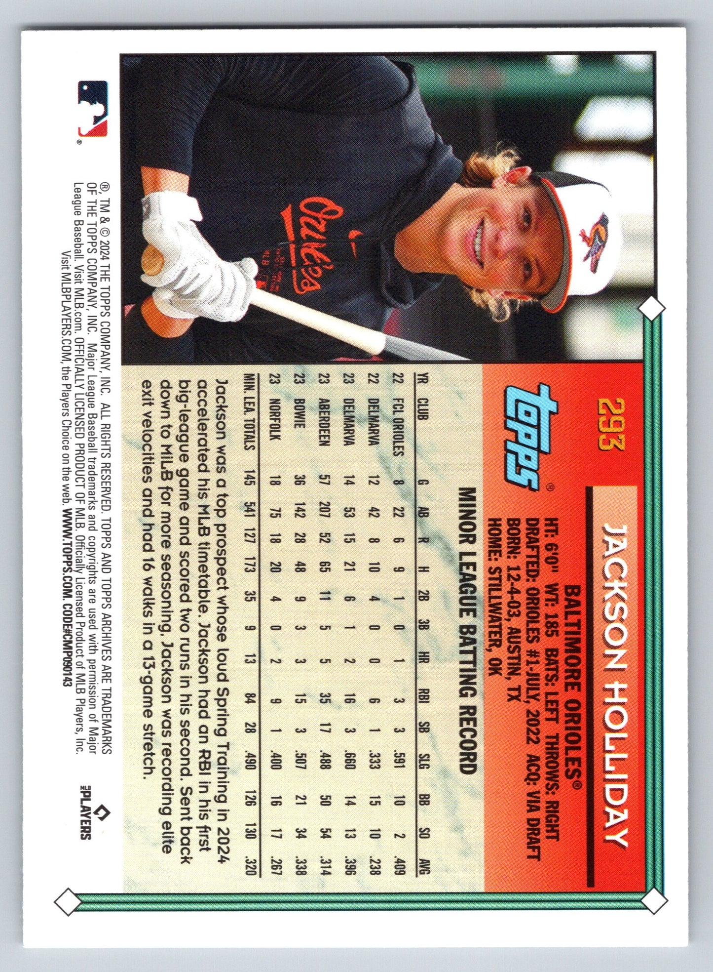 2024 Topps Archives #293 Jackson Holliday