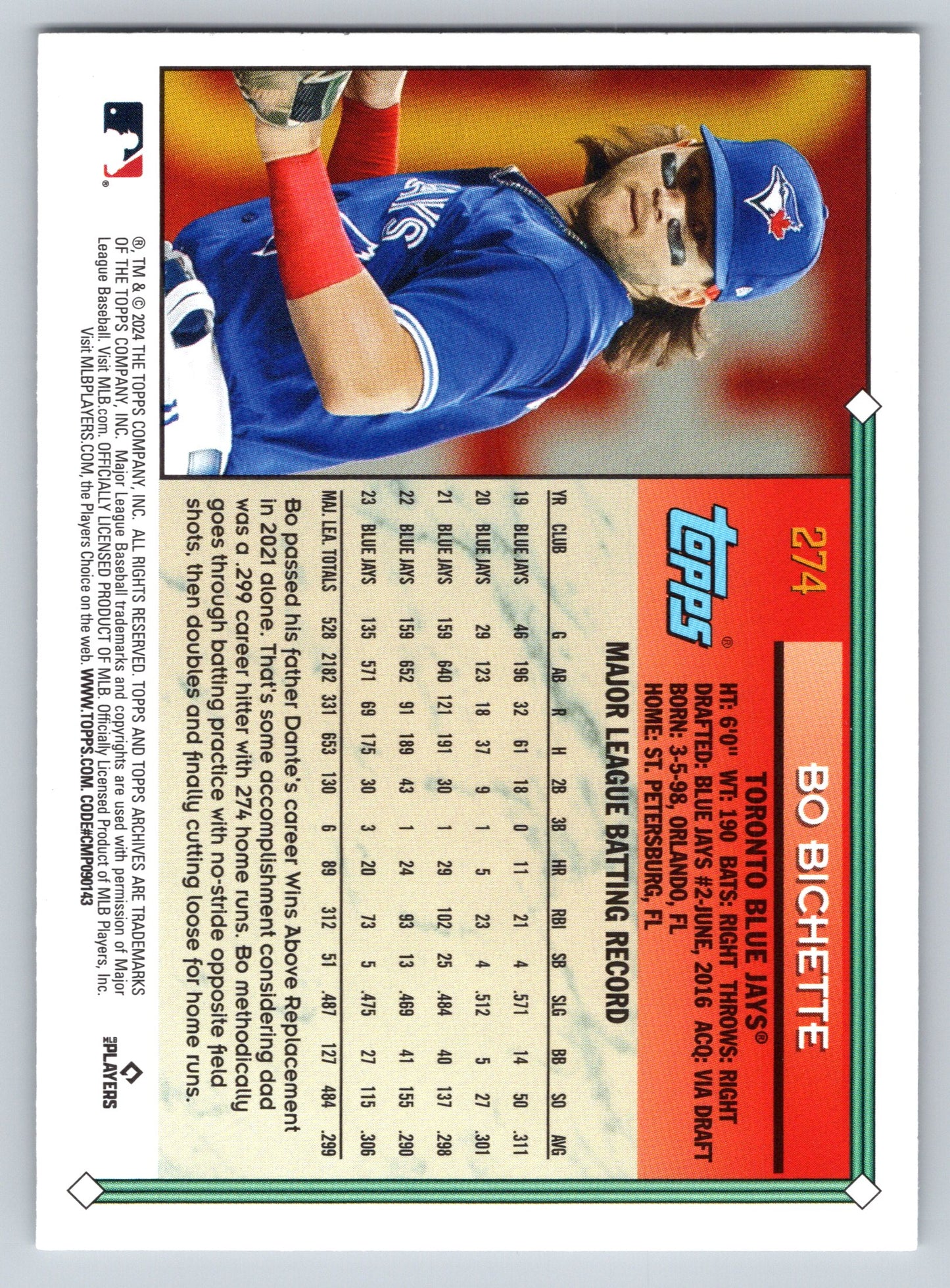 2024 Topps Archives #274 Bo Bichette
