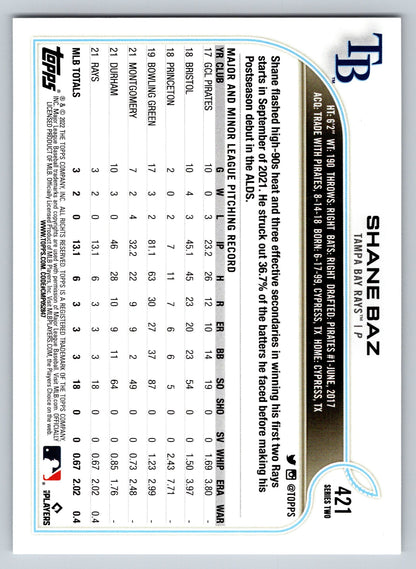 2022 Topps #421 Shane Baz