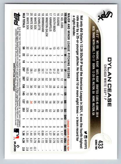 2022 Topps #433 Dylan Cease