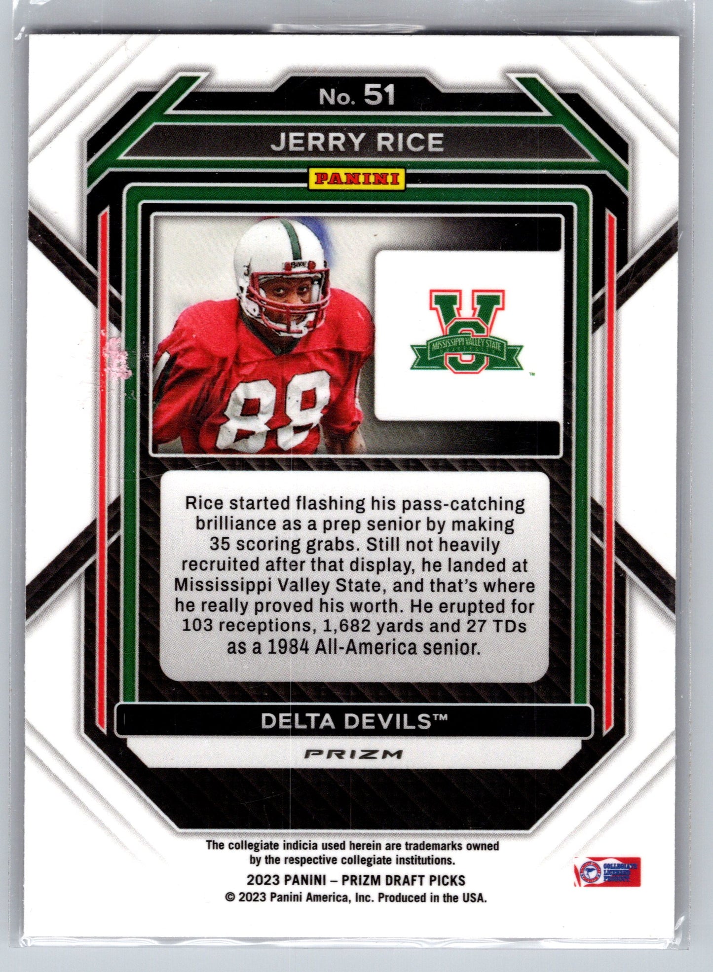 2023 Panini Prizm Draft Picks #51 Jerry Rice Prizms Red Ice