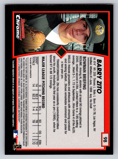 2001 Bowman Chrome #98 Barry Zito