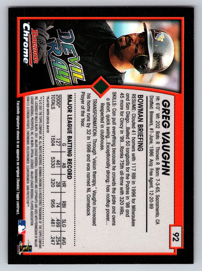 2001 Bowman Chrome #92 Greg Vaughn