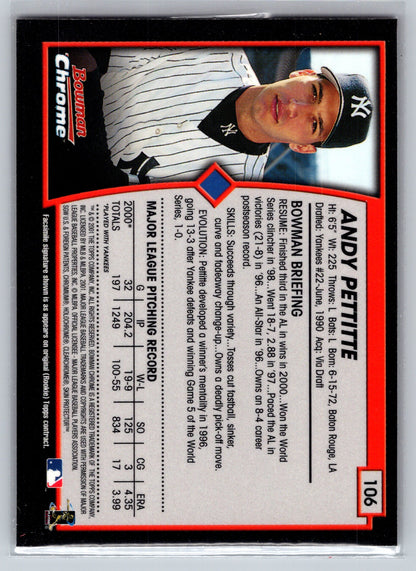 2001 Bowman Chrome #106 Andy Pettitte