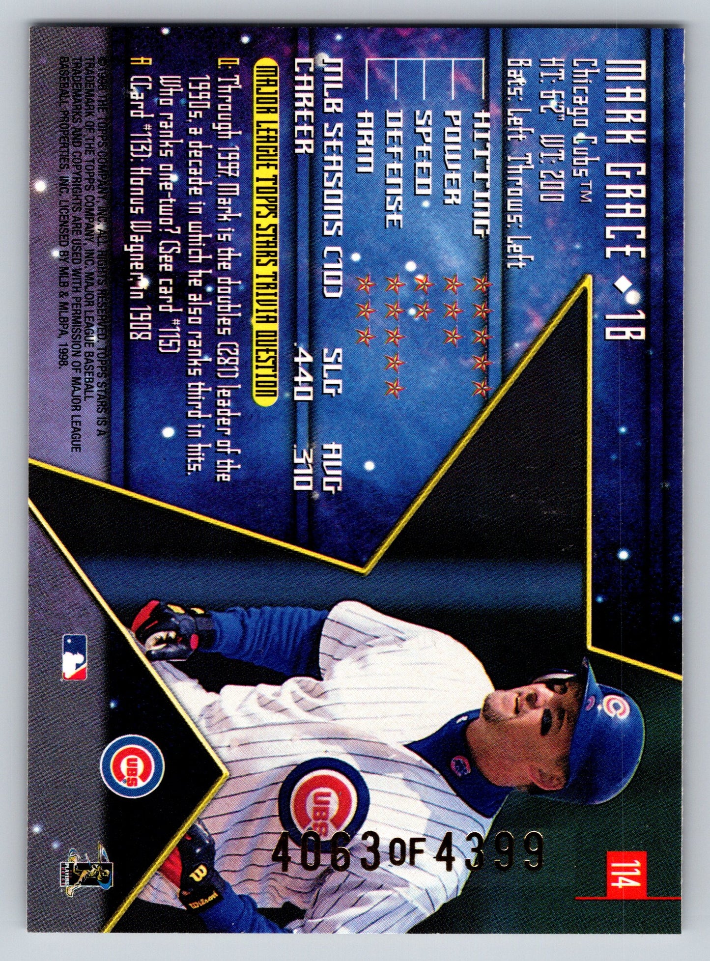 1998 Topps Stars #114 Mark Grace Silver #/4399