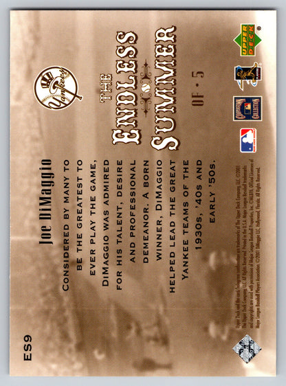 2001 Upper Deck Hall of Famers #ES9 Joe DiMaggio Endless Summer