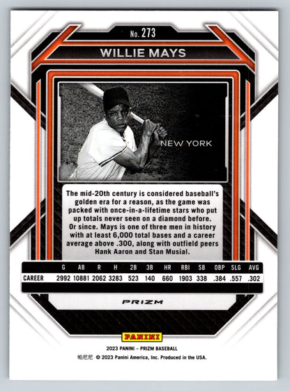 2023 Panini Prizm #273 Willie Mays Green Ice Prizms