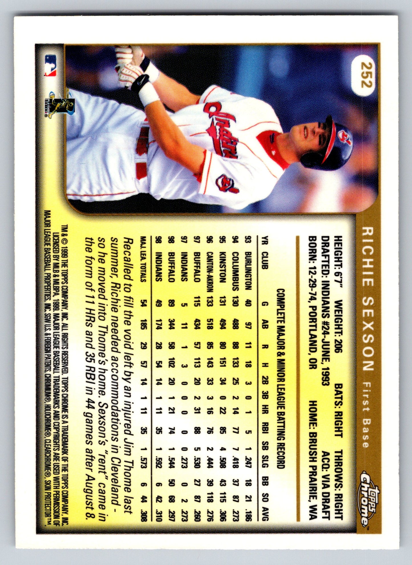 1999 Topps Chrome #252 Richie Sexson